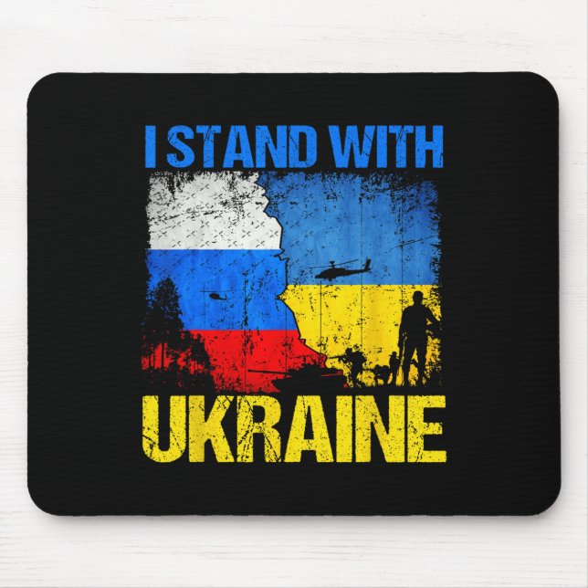 Mousepad Soldier Flag Support I Stand With Ukraine Russian  (Frente)