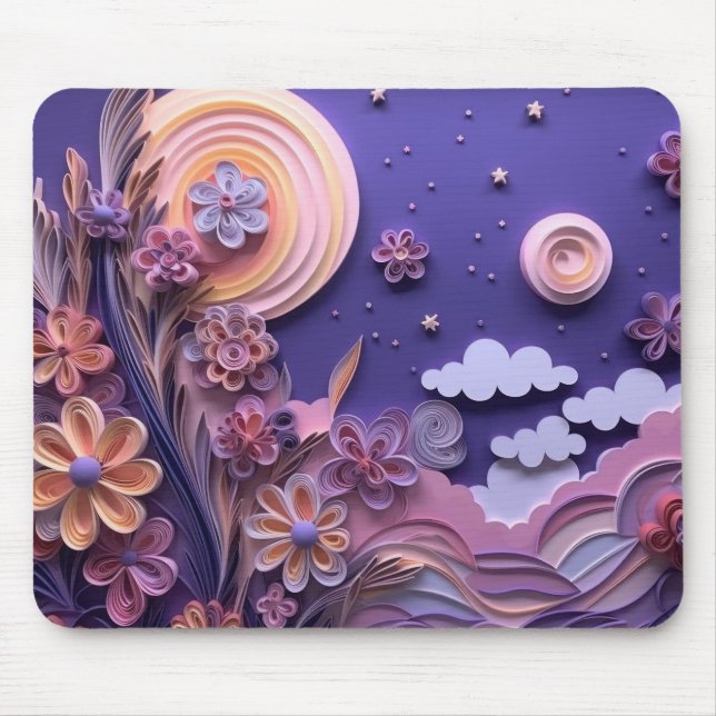 Mousepad Sombras de preenchimento de papel roxo (Frente)