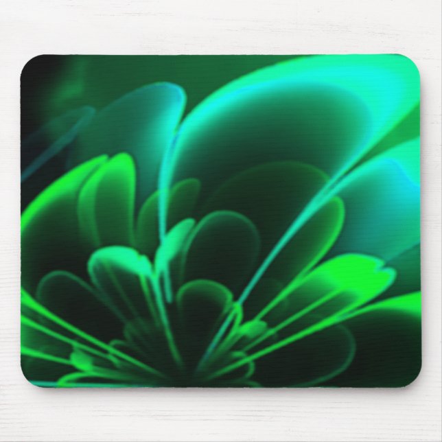 Mousepad Sombras Verdes Estilizam Meia Corola Flor (Frente)