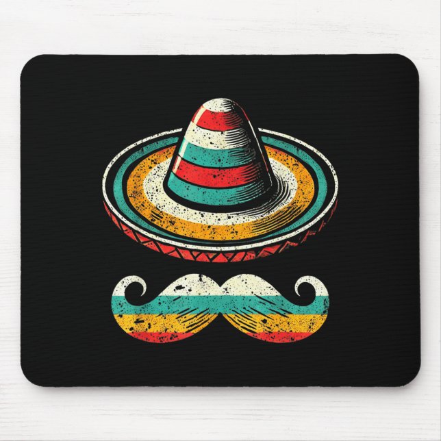 Mousepad Sombrero Face Cinco De Mayo Mustache Fiesta Men Bo (Frente)