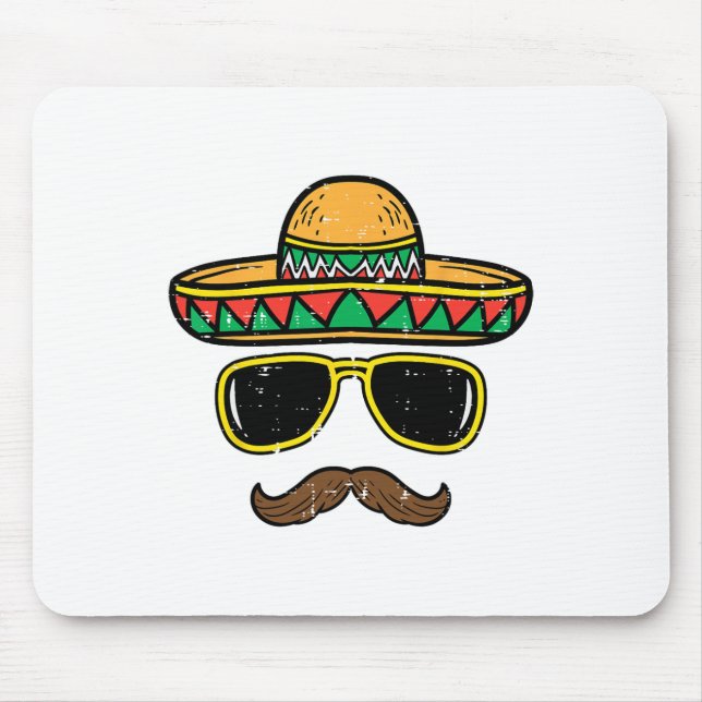 Mousepad Sombrero Face Cinco De Mayo Partido Fiesta Mexican (Frente)
