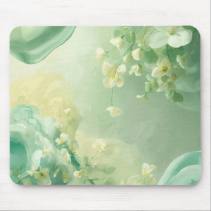 Mousepad Sonhador Floral de Sage Macio e Verde Menta