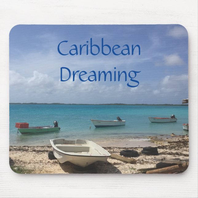 Mousepad Sonhando no Caribe Barcos de Pesca de Bonaire Ocea (Frente)