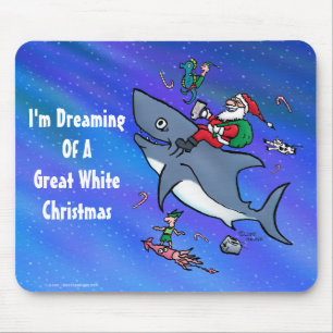 Mousepad Sonhar Com Um Natal De Tubarão Branco Excelente
