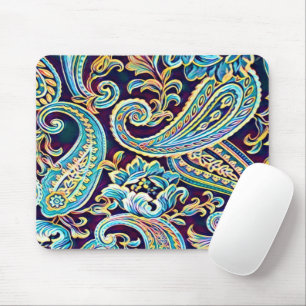 Mousepad Sonho Azul e Amarelo Vintage Paisley