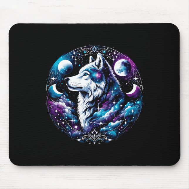 Mousepad Sonho Celestial de Lobo Noite Uivando Lua Engraçad (Frente)