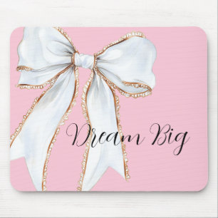 Mousepad Sonho Cor-de-Rosa Grande Laço Branco