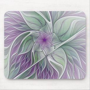 Mousepad Sonho da flor, arte verde roxa abstrata do Fractal