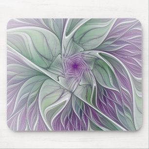 Mousepad Sonho de Flor, Arte Fractal Abstrata Roxa Verde
