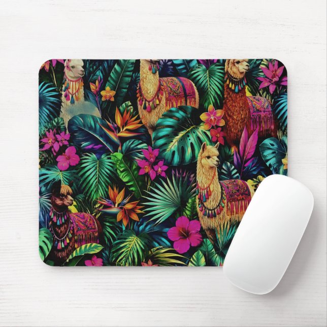 Mousepad Sonho de Llama na Selva Padrão de Superfície Perfe (Com mouse)
