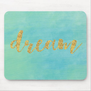 Mousepad Sonho do ouro da aguarela da hortelã do Aqua