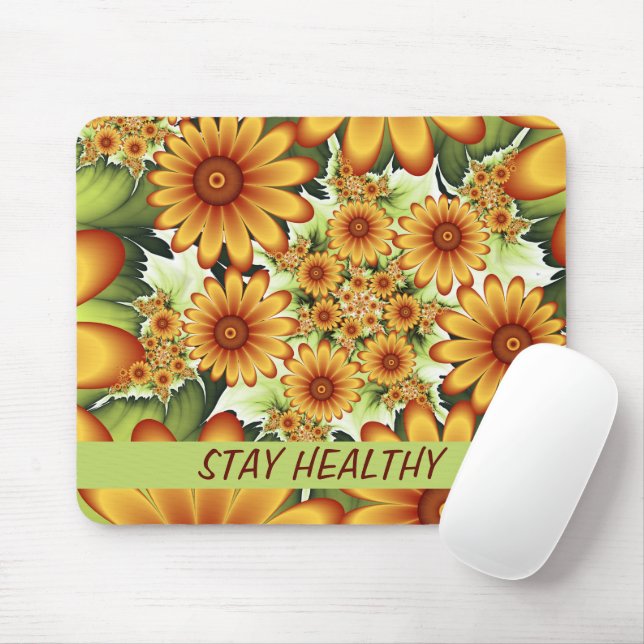 Mousepad Sonho Floral, Texto Fractal de Flor Abstrato Moder (Com mouse)