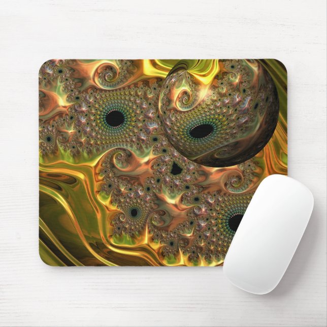 Mousepad Sonho Fractal Ouro Líquido (Com mouse)