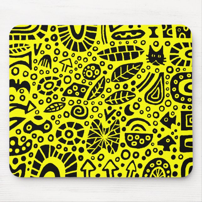 Mousepad Sonhos Catnip - Preto em Amarelo (Frente)