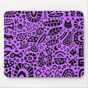 Mousepad Sonhos Catnip - Preto no roxo CC66FF