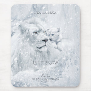 Mousepad Sonhos de inverno, Leão Branco Pai e Cubo no Gelo