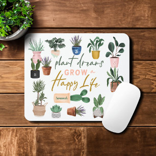 Mousepad Sonhos de Planta Cultivam Uma Feliz Dama de Planta