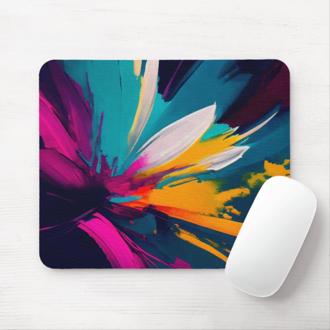 Mousepad Sonhos em Flor - Explosão Floral Abstrata Vibrante (Com mouse)