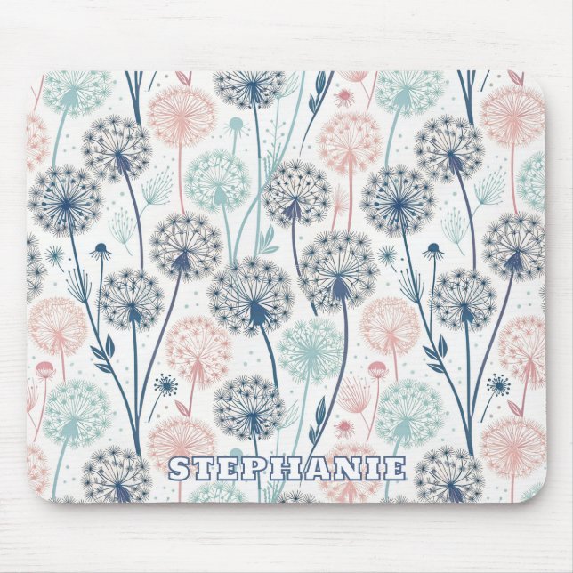 Mousepad Sonhos Pastel Dandelion - Floral Whimsical (Frente)