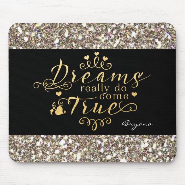 Mousepad SONHOS REALMENTE VÊM VERDADEIRAMENTE Dourado Pad d (Frente)