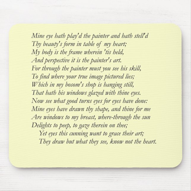 Mousepad Sonnet nº 24 por William Shakespeare (Frente)