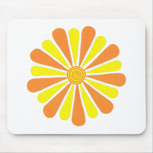 Mousepad Sopras de flores de sol laranja e amarela