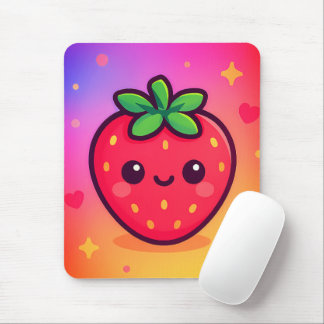 Mousepad Sorrindo Kawaii Strawberry no moinho de gradiente