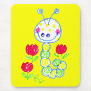 Mousepad Sorrindo o fundo amarelo feliz de Caterpillar