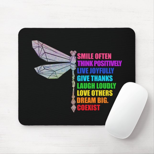 Mousepad Sorriso de Libélula Pense Positivamente com Frequê (Com mouse)