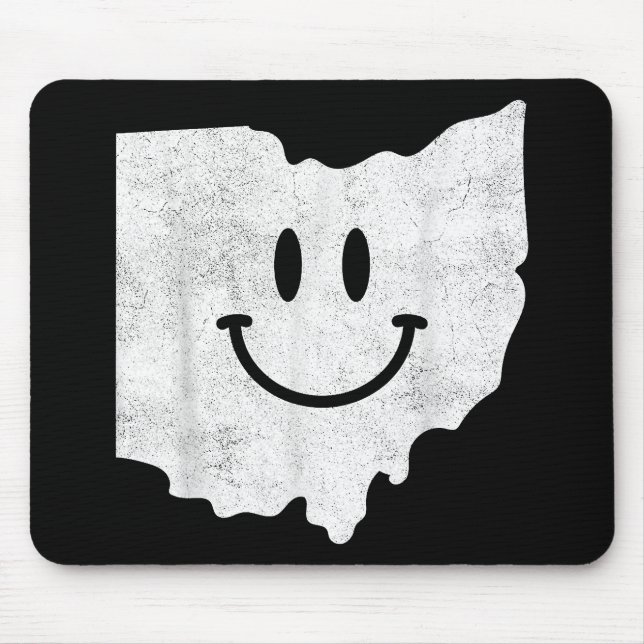 Mousepad Sorriso em OH - Engraçado Rosto Feliz de Ohio (Frente)