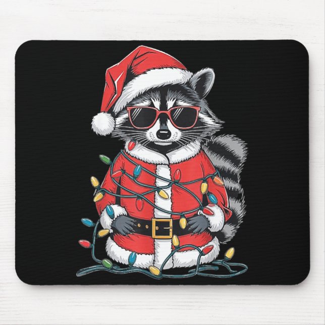 Mousepad Sorry Santa I've Been Feral, Christmas Raccoon, Sa (Frente)