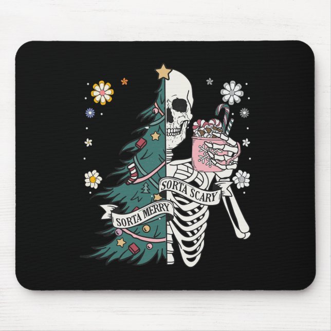 Mousepad Sorta feliz assustadora sorta natal esqueleto (Frente)
