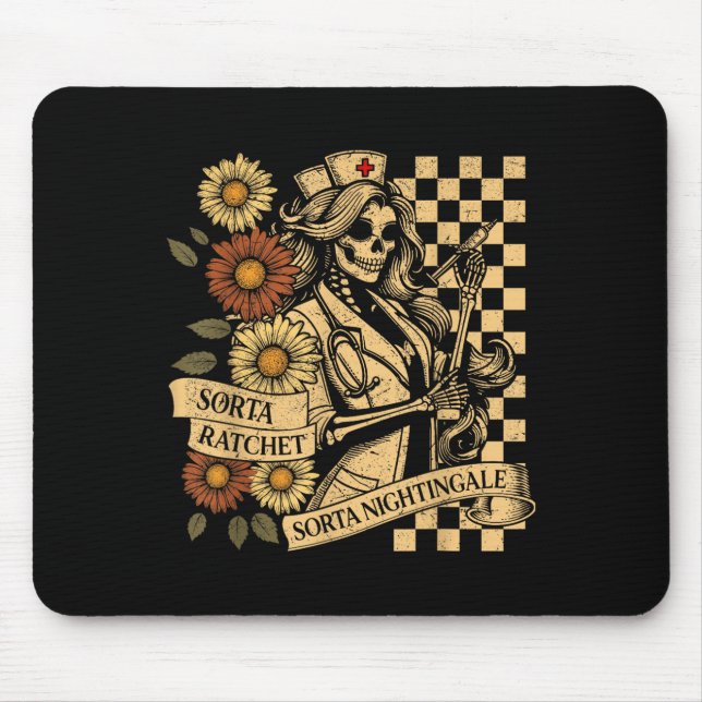 Mousepad Sorta Ratchet Sorta Rouxinol Esqueleto Enfermeira  (Frente)