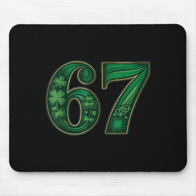 Mousepad Sorte irlandês engraçado 67 seis sete meme shamroc (Frente)