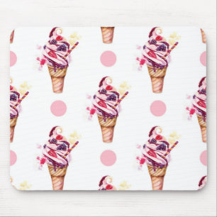 Mousepad Sorvete com morango e amora-preta