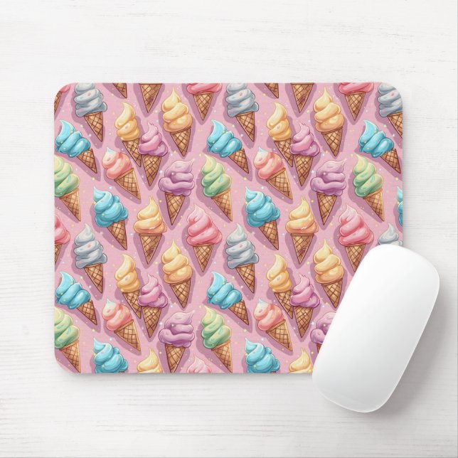 Mousepad Sorvete Cones A Rosa (Com mouse)