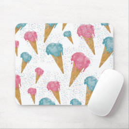 Mousepad Sorvete de Aquarela Retro de Pastel e borrachas