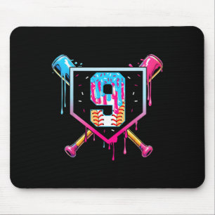 Mousepad Sorvete de beisebol de 9 anos pingando 9º aniversá