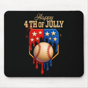 Mousepad Sorvete de beisebol Derrubando Patriótico Feliz 4º