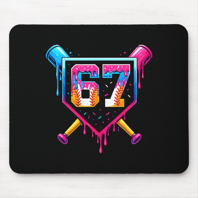 Mousepad Sorvete de Beisebol Gotejando Número 67 Seis Sete  (Frente)