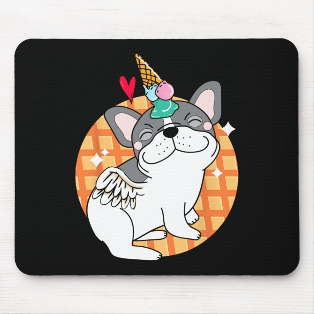 Mousepad Sorvete de Bulldog Francês Aniversário do Frenchie (Frente)