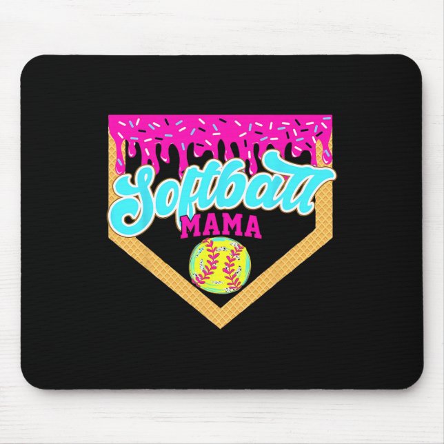 Mousepad Sorvete Drip Softball Mama Gotejando Dia de Jogo S (Frente)