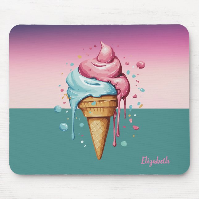 Mousepad Sorvete pingando com aquarela legal (Frente)