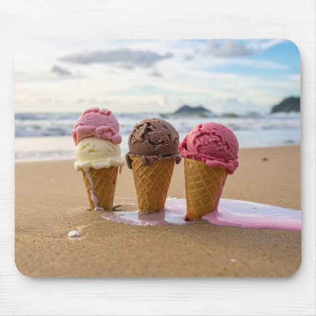 Mousepad Sorvetes em uma praia  (Frente)