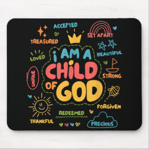 Mousepad Sou Criança de Deus, Retro Cristão Jesus Faith De