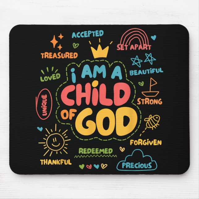 Mousepad Sou Criança de Deus, Retro Cristão Jesus Faith De (Frente)