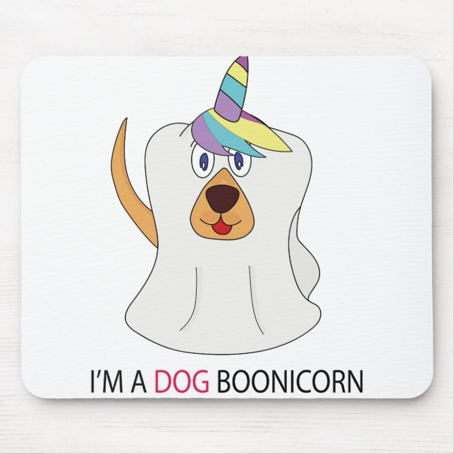 Mousepad Sou um Cachorro Boonicorn Cute Ghost Unicorn (Frente)