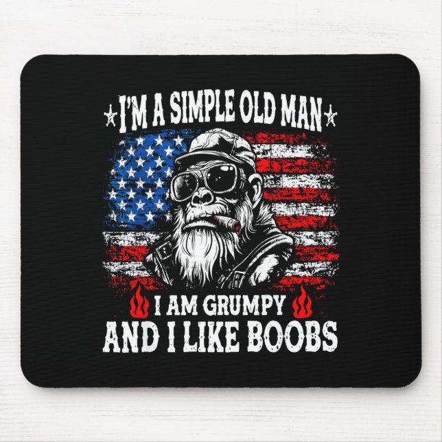 Mousepad Sou um velho simples, sou rabugento e gosto de coi (Frente)