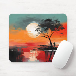 Mousepad Sozinho pelo Lago – Arte de Paisagem Abstrata do P