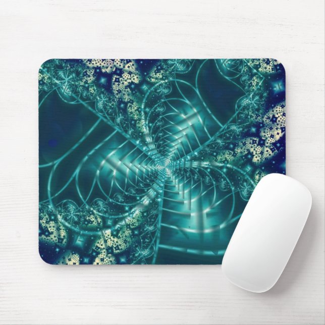 Mousepad Space | Blue and White Fractal Art (Com mouse)